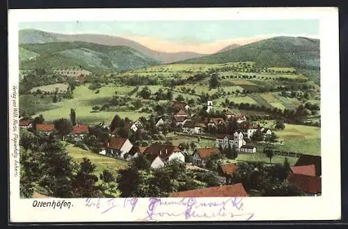 AK Ottenhöfen, Blick auf den Ort mit Bergen im Hintergrund