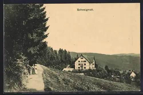 AK Schweigmatt, Blick auf den Ort vom Wanderweg aus