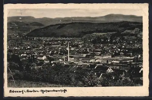 AK Lörrach, Blick auf den Ort aus der Vogelschau