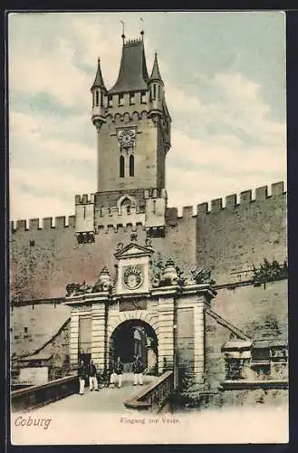 AK Coburg, Eingang zur Veste mit Soldaten in Uniform