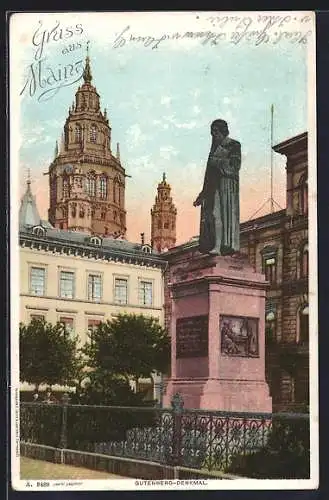 AK Mainz, Gutenberg-Denkmal