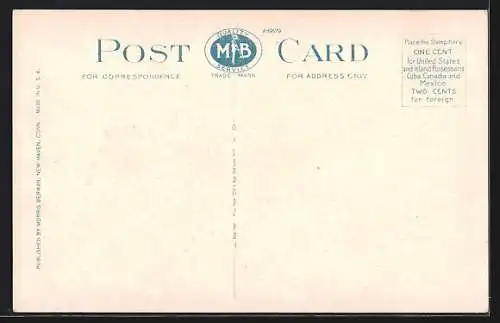 AK Waterbury, Conn., Exchange Place, Strassenbahn