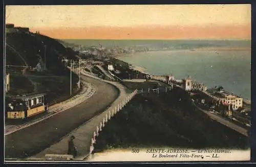 AK Sainte-Adresse, Le Nice-Havrais, Le Boulevard Félix-Faure, Strassenbahn