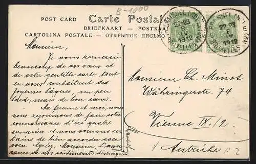 AK Bruxelles, La Place Royale, les Hôtels et l`Eglise Saint-Jacqes, Strassenbahn