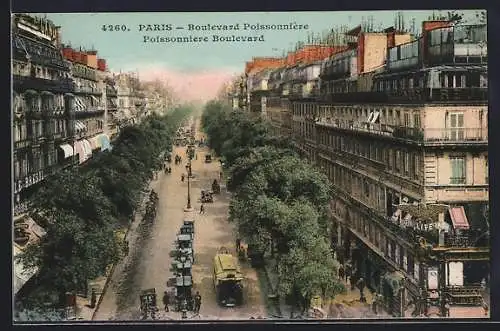 AK Paris, Boulevard Poissonnière, Strassenbahn