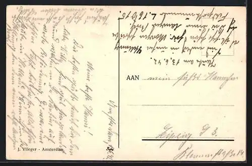 AK Amsterdam, Rokin, Strassenbahn