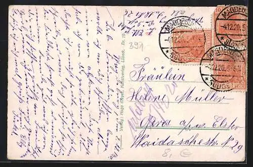 AK Magdeburg, Breiteweg mit Strassenbahn