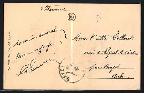 AK Bruxelles, Porte de Namur, Fontaine de Brouckère, Boulevard du Régent et Avenue des Arts, Strassenbahn