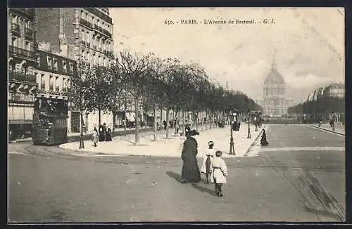 AK Paris, L`Avenue de Breteuil, Strassenbahn