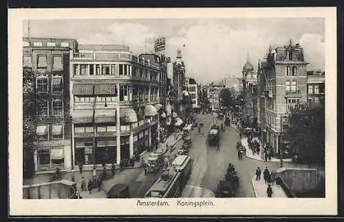AK Amsterdam, Koningsplein, Strassenbahn