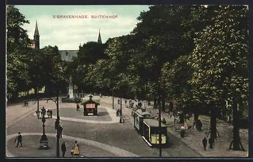 AK S`Gravenhage, Buitenhof, Strassenbahn
