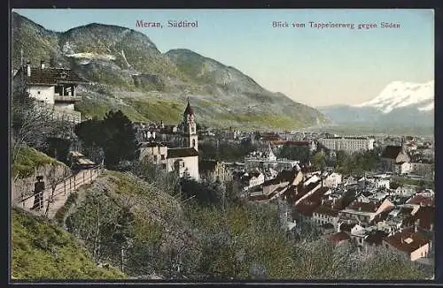 AK Meran, Blick vom Tappeinerweg gegen Süden