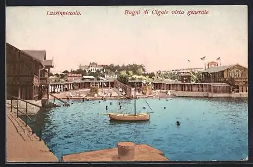 AK Lussinpiccolo, Bagni di Cigale vista generale, Segelboot