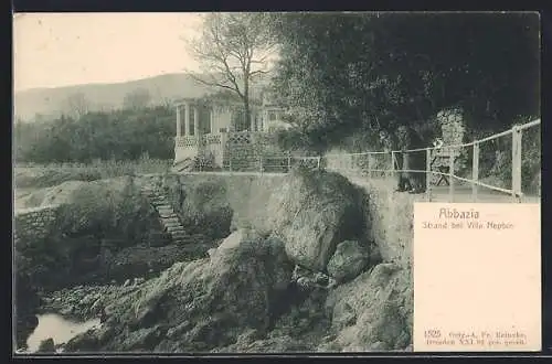 AK Abbazia, Strand bei Villa Neprun