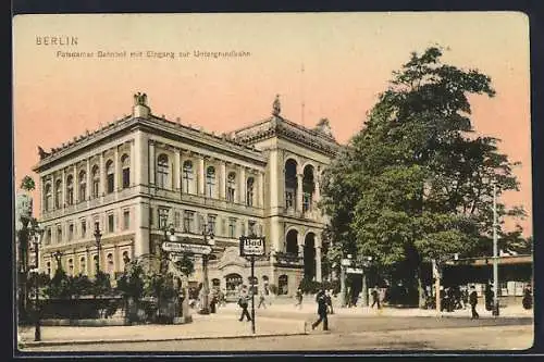 AK Berlin, Potsdamer Bahnhof mit Eingang zur Untergrundbahn