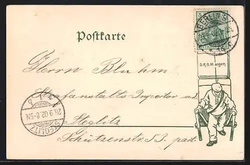 AK Berlin, Anhalter Bahnhof, Passageire auf dem Weg nach Gr.-Lichterfelde