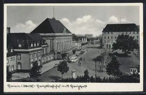AK Hamm / Westfalen, Hauptbahnhof und Hauptpost