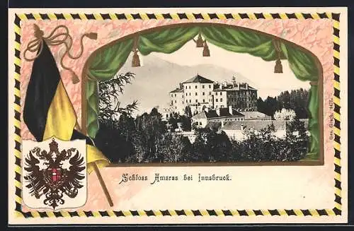 AK Innsbruck, Schloss Amsras mit Wappen