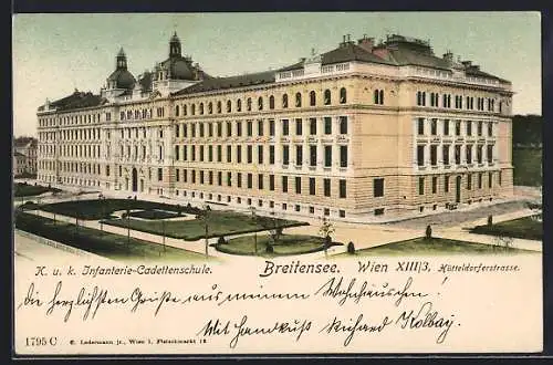 AK Wien, Breitensee, K. u. k. Infanterie-Cadettenschule an der Hütteldorferstrasse