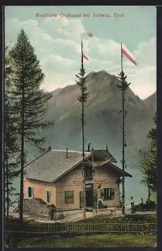 AK Schwaz, Gasthaus Rodlhütte Grafenast