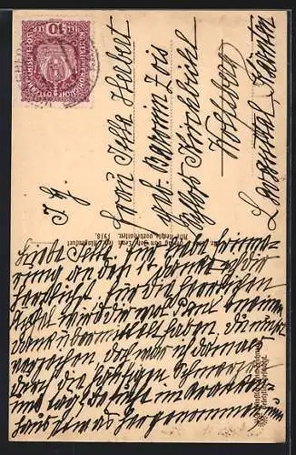 Steindruck-AK Klagenfurt, Partie an der Domkirche