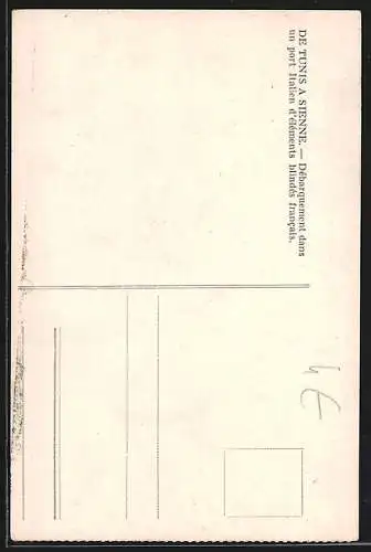 AK De Tunis a Sienne, Débarquement dans un port Italien d`éléments blindés francais