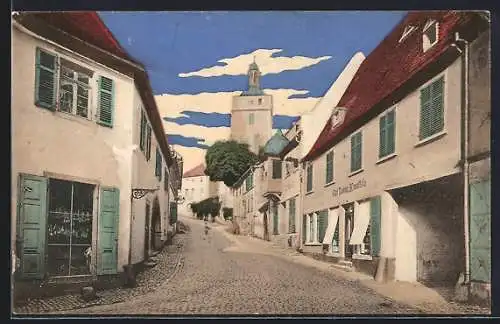 AK Kirchheimbolanden, Schlossstrasse mit Geschäft von Carl Ludwig Kanoffsky