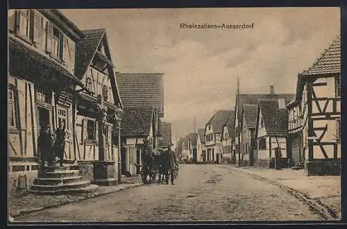 AK Rheinzabern-Ausserdorf, Strassenpartie mit Geschäft