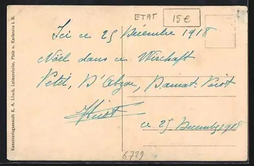 AK Rülzheim, Strassenpartie mit Gasthaus und Lebensmittelgeschäfte