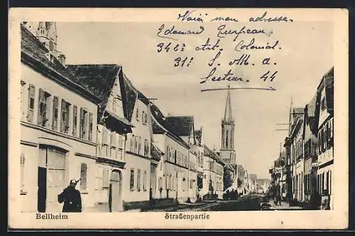 AK Bellheim, Strassenpartie mit Geschäften
