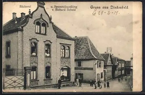AK Diedesfeld, Bäckerei und Spezereihandlung in der Kreuzstrasse