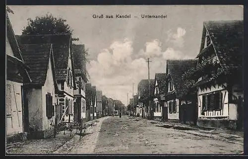 AK Kandel / Pfalz, Strassenpartie Unterkandel mit Fachwerkhäusern