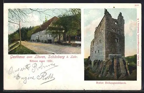 AK Schönberg / Lahr, Gasthaus zum Löwen, Ruine Hohengeroldseck