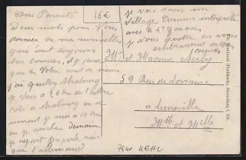 AK Kehl, Leutesheim, Kirche, Strassenpartie, Ortspartie