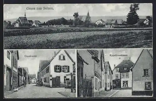AK Selzen, Ortspartie, Gaustrasse, Kapellenstrasse