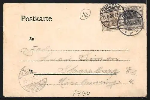 Lithographie Triberg /Bad. Schwarzwald, Hotel Engel, Aussichtsturm, Wasserfall