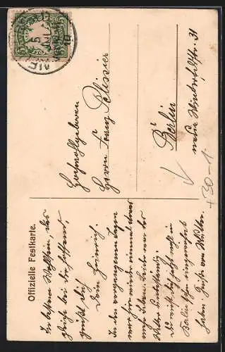 AK Neuburg a. D., 40jährige Erinnerungsfeier ehemal. Fünfzehner 1910, Schloss