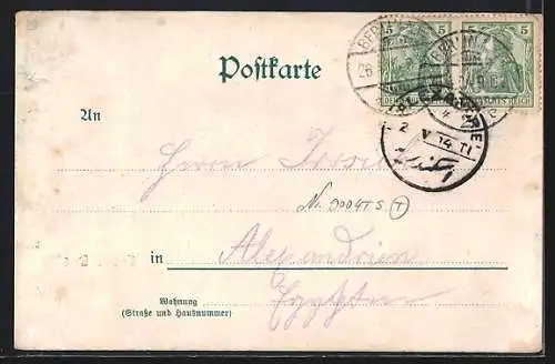 Lithographie Berlin-Tiergarten, Blick auf das Kaiser Wilhelm-Zelt mit Portrait von Wilhelm I.