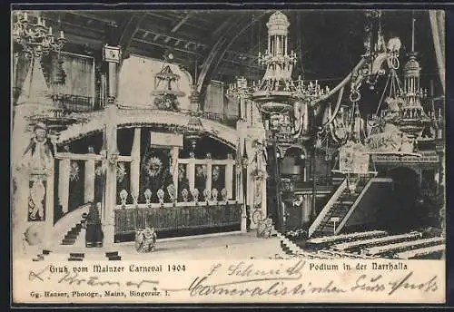 AK Mainz, Karneval 1904, Podium in der Narrhalla