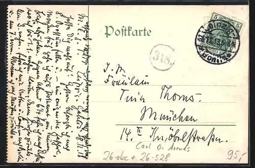 Künstler-AK Handgemalt sign. Carl O. Arends: Neujahrsgruss 1913 /1914 mit prächtigem gelbem Rosenstrauss