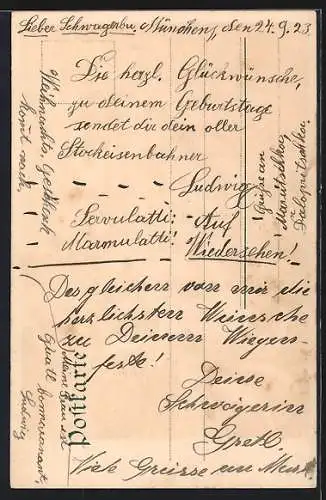 Künstler-Lithographie Paul Hey: München, Vor dem Hoftheater an einem regnerischen Abend
