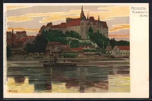 Künstler-Lithographie Paul Hey: Meissen, Die Albrechtsburg