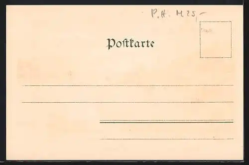 Künstler-Lithographie P. Hey: München, Partie an der Isar