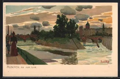 Künstler-AK Paul Hey: München, An der Isar