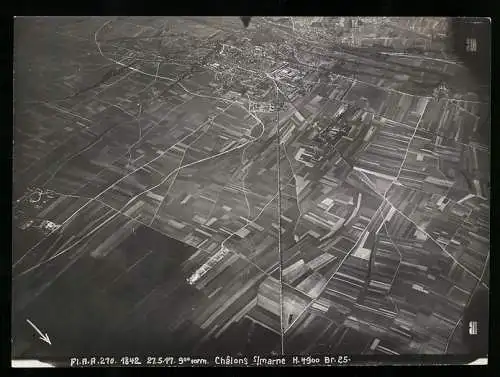Fotografie Ansicht Châlons-sur-Marne, Luftbild der Fl.A.A. 270, vom 27.05.1917, vom Luftschifft aus