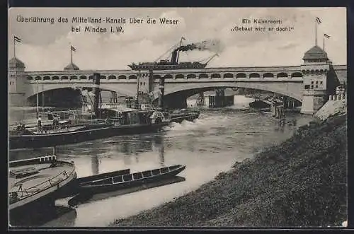 AK Minden i. W., Überführung des Mittelland-Kanals über die Weser
