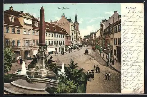 AK Erfurt, Brunnen und die Strasse am Anger