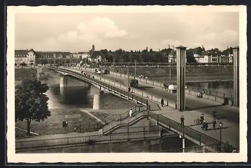 AK Mannheim, Brücke mit Strassenbahn