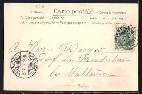 Passepartout-AK Lörrach, Totalansicht des Röttler Schloss