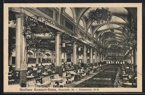 AK Berlin, Konzert-Haus, Mauerstr. 82, Zimmerstr. 90-91, Innenansicht
